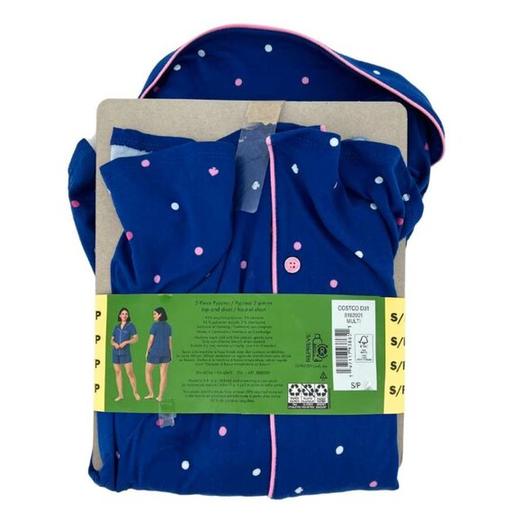 Kate Spade Women's Blue Polka Dot Summer Pyjamas: 2 Pieces / Various Sizes - Picture 2 of 2